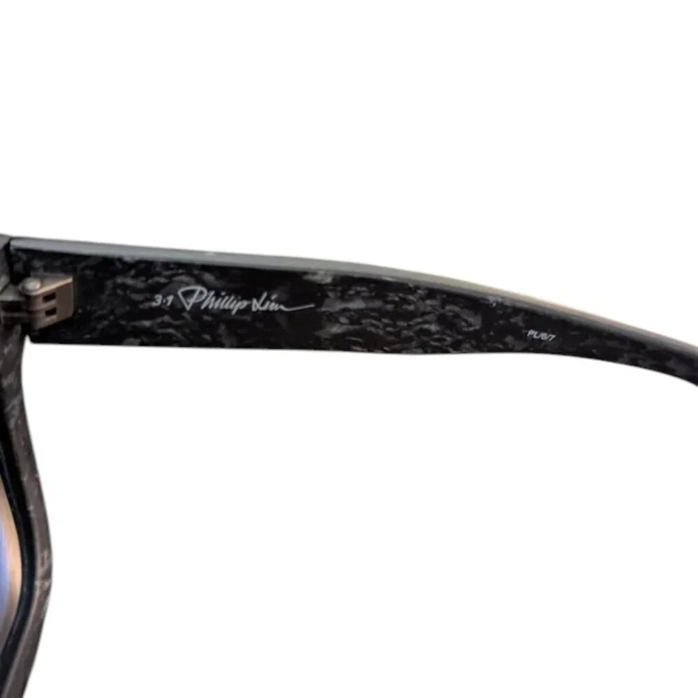 3.1 Phillip Lim x Linda Farrow PI40 56mm Grey Acetate Blue Lens Sunglasses